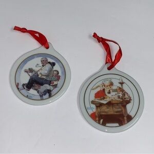 Vintage JCPENNY Normal Rockwell Holiday Ornaments Christmas Santa Gramps '96 '97